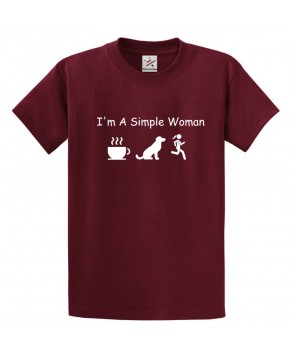 I'm A Simple Woman Tea Dog Funny Walk Tee Unisex Kids & Adults T-Shirt									