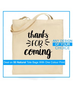 50 Custom Printed Natural Tote Bags Deal