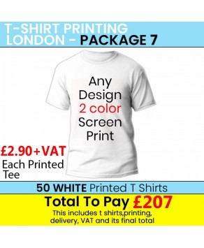 50 WHITE T Shirt Printing with 2 colour