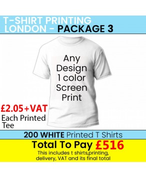 200 WHITE T Shirt Printing with 1 colour