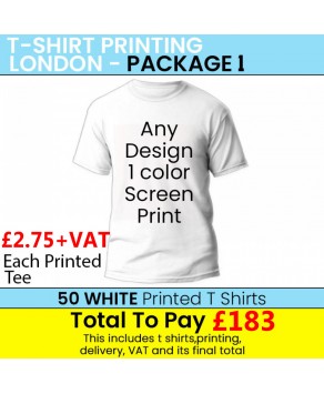 50 WHITE T Shirt Printing with 1 colour