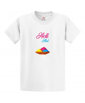 Holi Hai Gulaal Abir Hindu Colour Spring Festival Rangoli Print Crew Neck Unisex Kids And Adult T-Shirt