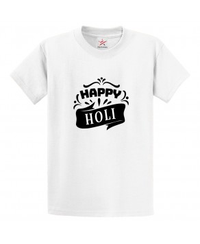 Happy Holi Playful Hindu Rangoli Family Festival Casual Print Crew Neck Unisex Kids And Adult T-Shirt