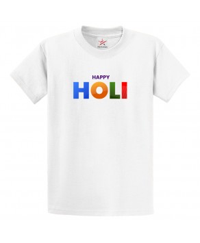 Happy Holi Dhulandi Family Funny Rangoli Colour Festival Print Crew Neck Unisex Kids And Adult T-Shirt