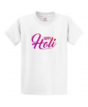 Happy Holi Hindu Colourful Dhulandi Holika Celebrations Print Crew Neck Unisex Kids And Adult T-Shirt