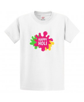 Happy Holi Rangoli Colour Festival Dhulandi Celebration Print Crew Neck Unisex Kids And Adult T-Shirt