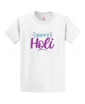 Happy Holi Rangoli Dhulandi Hindu Colours Family Festival Print Crew Neck Unisex Kids And Adult T-Shirt
