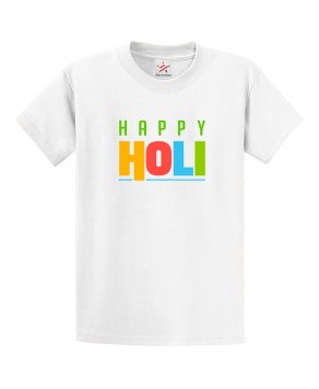 Happy Holi Hindu Rangoli Family Colour Festival Print Crew Neck Unisex Kids And Adult T-Shirt