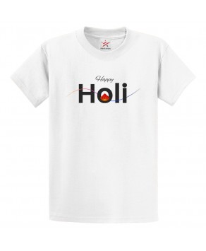 Happy Holi Hindu Gulaal Rangoli Colour Family Festival Printed Crew Neck Unisex Kids And Adult T-Shirt
