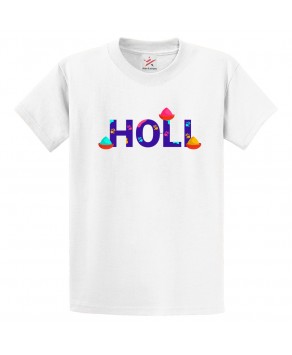 Holi Hindu Gulaal Abir Colour Rangoli Festival Print Crew Neck Unisex Kids And Adult T-Shirt