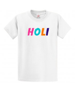 Holi Hindu Funny Colour Festival Print Crew Neck Unisex Kids And Adult T-Shirt