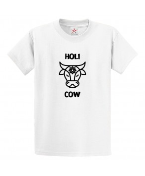 Holi Cow Sacred Rangoli Dhulandi Funny Festival Print Crew Neck Unisex Kids And Adult T-Shirt