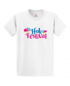Holi Festival Rangoli Dhulandi Gulal Hindu Colours Celebration Print Crew Neck Unisex Kids And Adult T-Shirt