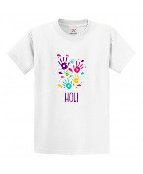 Holi Gulal Abir Hindu Rangoli Colours Family Funny Festival Print Crew Neck Unisex Kids And Adult T-Shirt