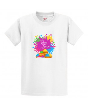 Rang Barse Gulaal Abir Colours Splash Rangoli Hindu Event Print Crew Neck Unisex Kids And Adult T-Shirt