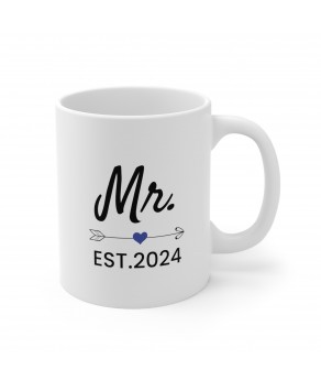 Mr Est 2024 Engaged Groom To Be Wedding Cute Her King Ceramic Coffee Mug									 									 									
