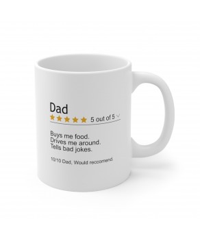 Dad Rating Reviews Funny Excellent Five Star Review Ceramic Coffee Mug