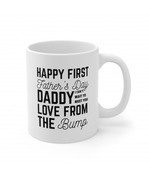 Happy First Father's Day Daddy I Can't Wait To Meet You Ceramic Coffee Mug Funny Newly Dad Tea Cup