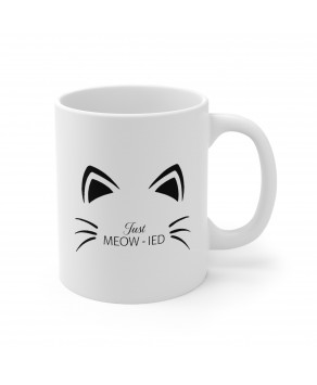Just Meow-ied Just Married Coffee Ceramic Cup Wedding Bells Funny Tea Mug