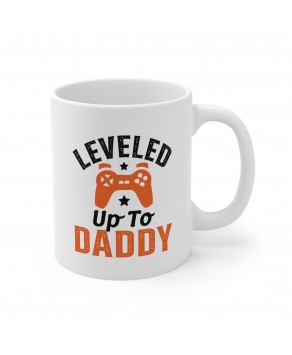 Leveled Up To Daddy Ceramic Coffee Mug Video Gamers Funny Sarcasm New Father Husband Boyfriend Tea Cup