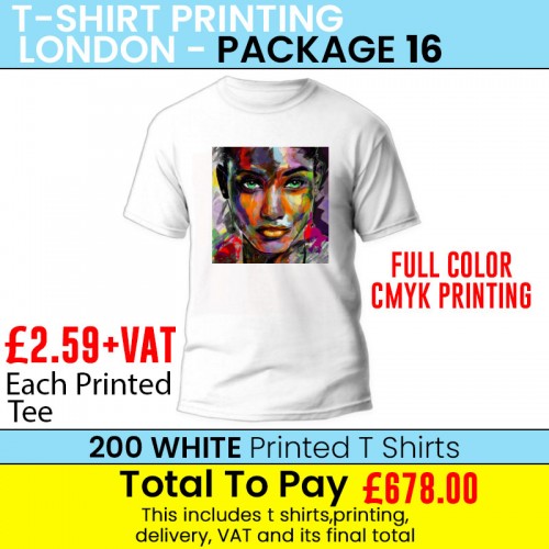 200 WHITE T Shirt Printing with Full 