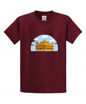 Gurdwara Sikh Golden Temple Punjab Print Unisex Adult & Kids Crew Neck T-Shirt									