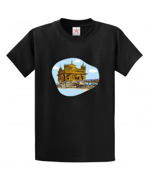 Sikh Gurdwara Golden Temple Amritsar Punjab Print Unisex Adult & Kids Crew Neck T-Shirt									