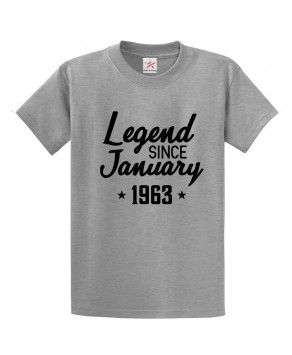 Legend Since January 1963 Unisex Adult & Kids Crew Neck T-Shirt									