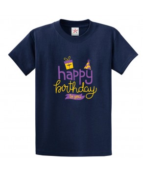 Happy Birthday To You Surprise Celebration Print Unisex Adult & Kids Crew Neck T-Shirt									