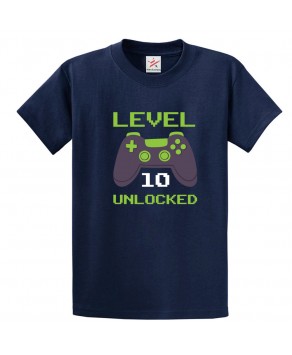 Level 10 Unlocked Vedio Gamer Birthday Unisex Adult & Kids Crew Neck T-Shirt									