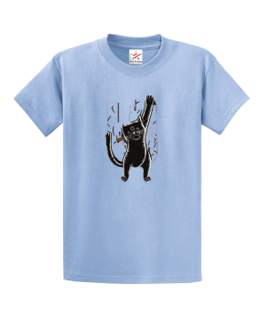 Scratching Black Cat Unisex Kids and Adults T-Shirt