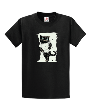 Stylish Black Cat Unisex Kids and Adults T-Shirt