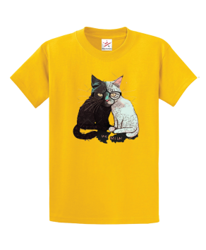 Two In One Cat Wearing Glasses Unisex Kids and Adults T-Shirt