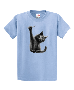 Hang Loose Black Cat Unisex Kids and Adults T-Shirt
