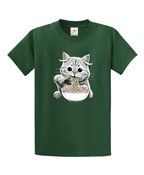 Cat Eating Spaghetti Unisex Kids and Adults T-Shirt