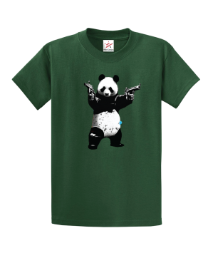 Action Panda Holding Guns Unisex Kids and Adults T-Shirt