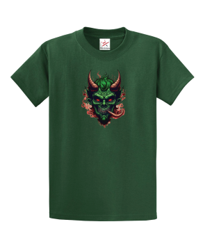 Angry Devil Marijuana Smoke Design Unisex Kids And Adults T-Shirt