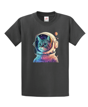 Astronaut Funny Cat Portrait Unisex Kids and Adults T-Shirt