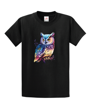 Beautiful Colorful Owl Unisex Kids and Adults T-Shirt