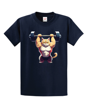 Cat In The Gym Weight Lifting Unisex Kids and Adults T-Shirt