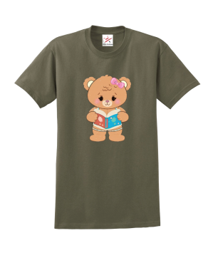 Cute Bear Holding Book Unisex Kids And Adults T-Shirt