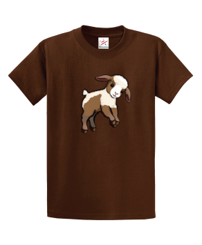 Cute Brown And Cream Baby Sheep Jumping Unisex Kids And Adults T-Shirt