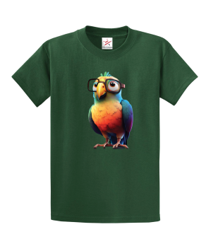 Cute Parrot Wearing Glasses Unisex Kids and Adults T-Shirt