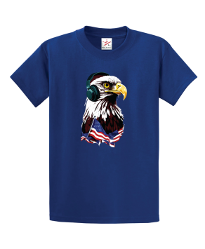 Eagle With Headphones Unisex Kids and Adults T-Shirt