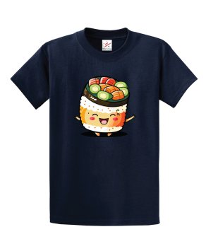 Happy Sushi Smile Unisex Kids and Adults T-Shirt