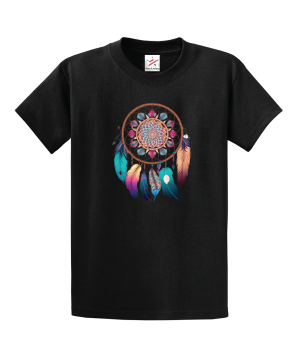 Mandala in dreamcatcher Peacock feathers mandala Unisex Kids And Adults T-Shirt