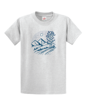 Minimalistic Landscape Lineart Unisex Kids And Adults T-Shirt