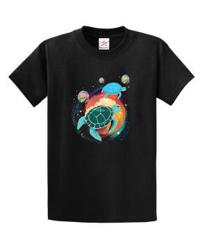 Roaming Space Turtles Around Earth Planet Unisex Kids and Adults T-Shirt