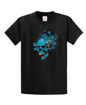 SkullBlast_Blue Unisex Kids And Adults T-Shirt
