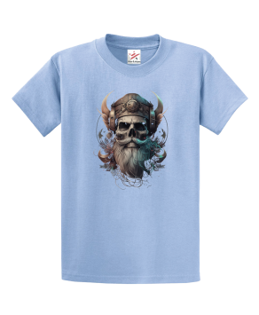 Viking Beard With Vintage Skull Headphone Unisex Kids and Adults T-Shirt